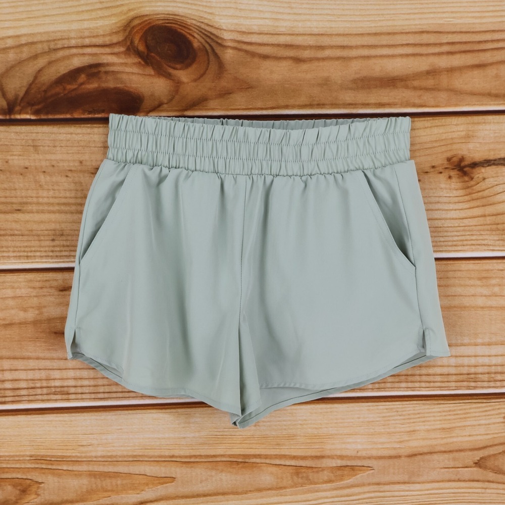 Hippie Rose Athletic‎ Shorts Womens Size S Green Elastic Waist Pockets High Rise